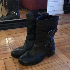 Black Leather moto boots - Vince Camuto